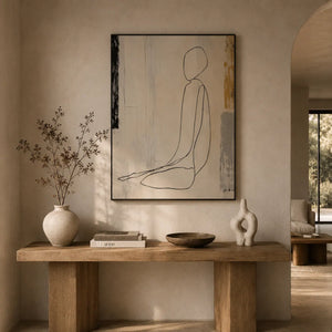 Seated Line Figure Wall Art room scene 5 | Oildeco