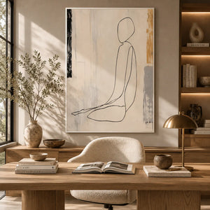 Seated Line Figure Wall Art room scene 6 | Oildeco