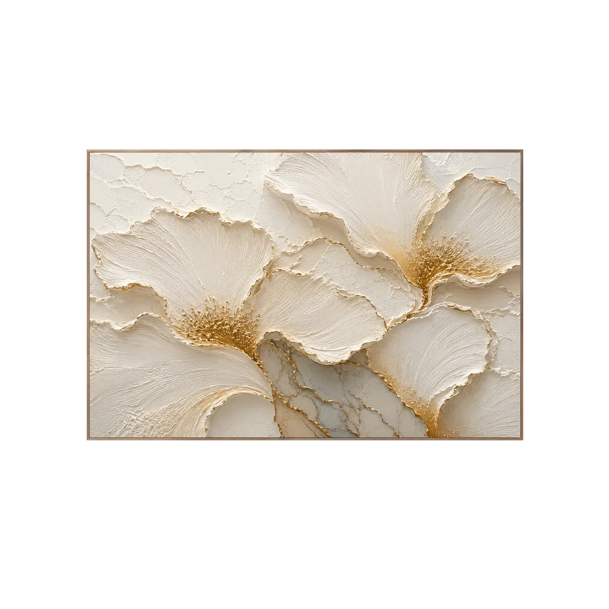 Arte de pared con relieve de pétalos de marfil
