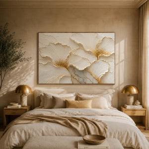 Ivory Petal Relief Wall Art artwork view | Oildeco