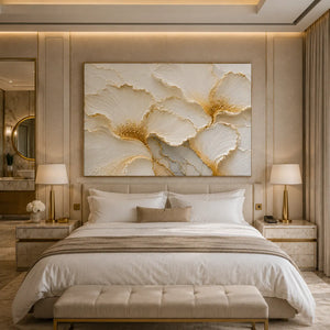 Ivory Petal Relief Wall Art room scene 5 | Oildeco