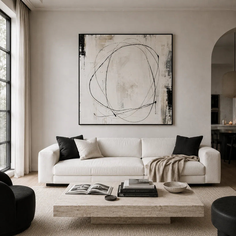 Orbit Line Abstract Wall Art room scene 3 | Oildeco