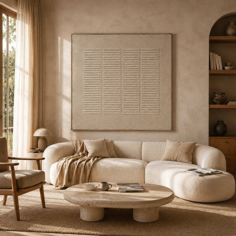 Linen Shutter Textured Wall Art room scene 2 | OILDECO
