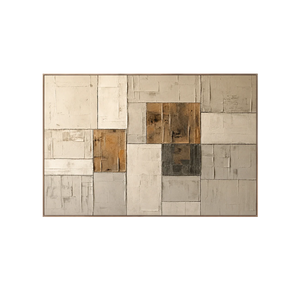 Ochre Patchwork Abstract Wall Art | OILDECO