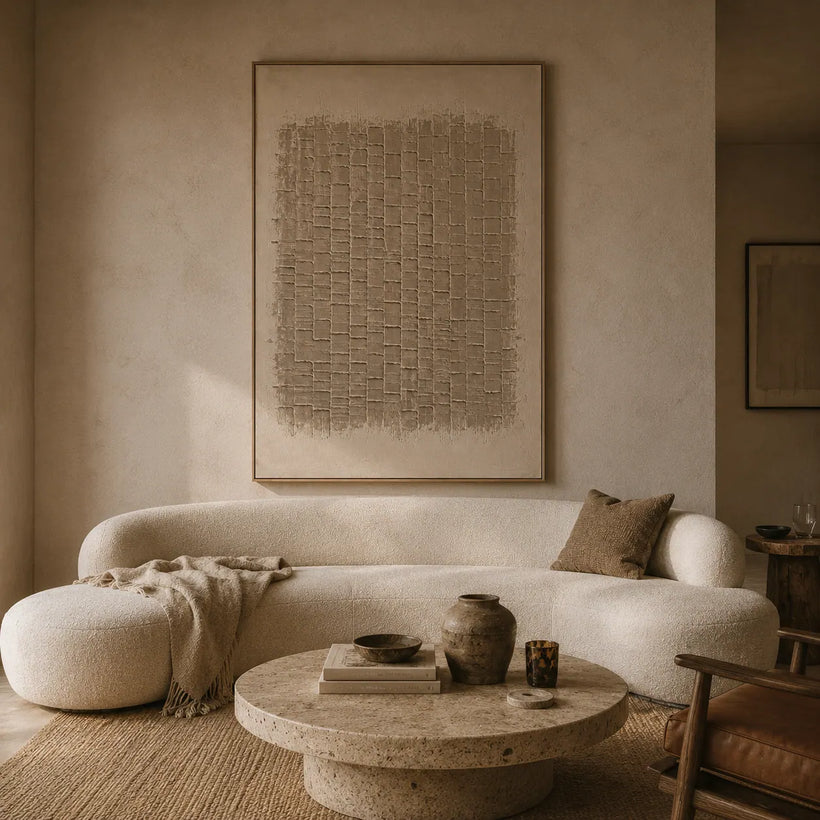 Woven Linen Textured Wall Art room scene 2 | OILDECO