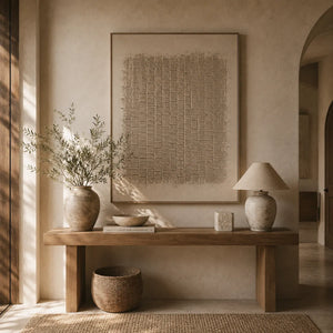 Woven Linen Textured Wall Art room scene 4 | OILDECO