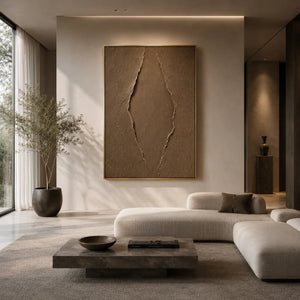 Clay Rift Textured Wall Art displayed above a sofa in a neutral interior | Oildeco