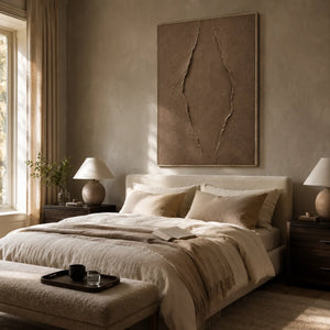 Clay Rift Textured Wall Art styled in a contemporary entryway | Oildeco
