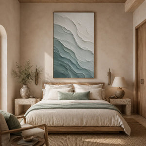 Aqua Ridge Textured Wall Art room scene 2 | Oildeco
