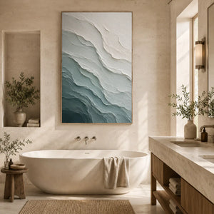 Aqua Ridge Textured Wall Art room scene 6 | Oildeco
