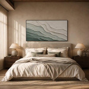 Teal Current Textured Wall Art room scene 3 | Oildeco