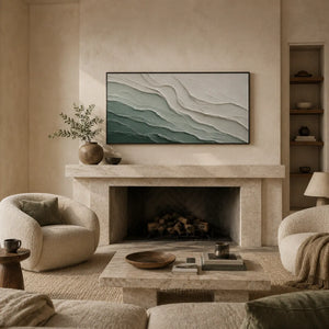 Teal Current Textured Wall Art room scene 4 | Oildeco