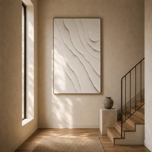Ivory Flow Textured Wall Art room scene 5 | Oildeco