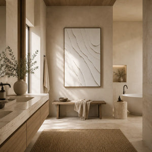 Ivory Flow Textured Wall Art room scene 6 | Oildeco