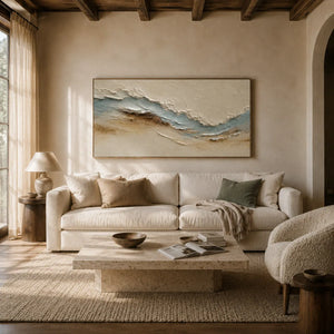 Sandy Tide Textured Wall Art room scene 2 | Oildeco