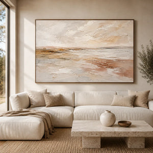 Pale Sandbar Seascape Wall Art room scene 2 | Oildeco