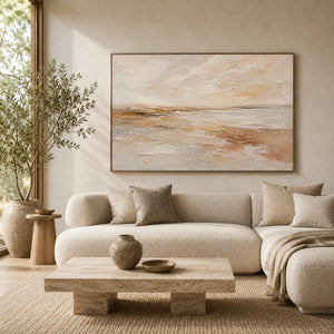 Pale Sandbar Seascape Wall Art room scene 3 | Oildeco