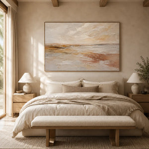 Pale Sandbar Seascape Wall Art room scene 4 | Oildeco
