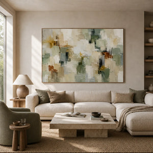 Sage Patch Abstract Wall Art room scene 2 | Oildeco