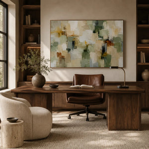 Sage Patch Abstract Wall Art room scene 5 | Oildeco