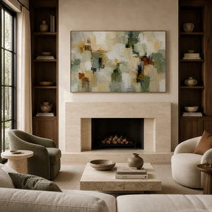 Sage Patch Abstract Wall Art room scene 6 | Oildeco