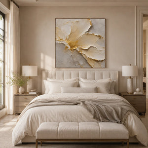 Gilded Petal Relief Wall Art room scene 1 | Oildeco