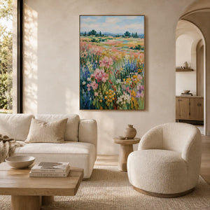 Meadow Glow Floral Wall Art room scene 2 | Oildeco