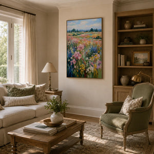 Meadow Glow Floral Wall Art room scene 6 | Oildeco
