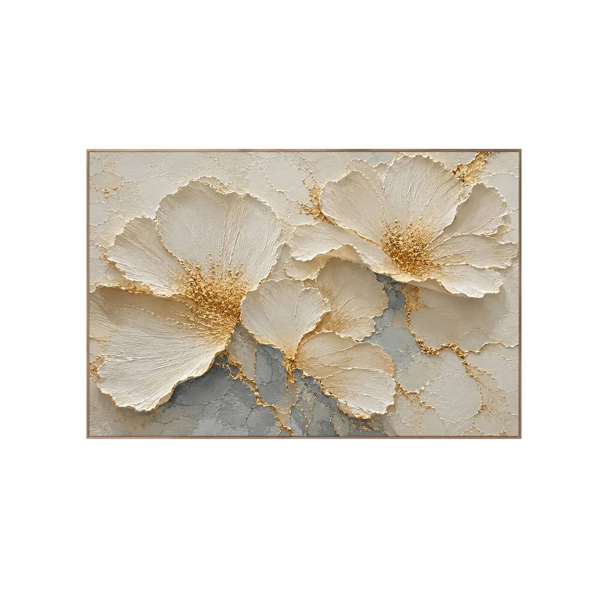 Golden Blossom Relief Wall Art