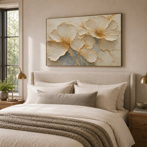 Golden Blossom Relief Wall Art room scene 1 | Oildeco