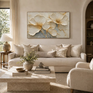 Golden Blossom Relief Wall Art room scene 3 | Oildeco