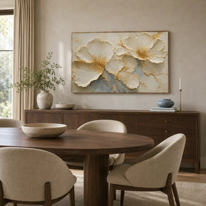 Golden Blossom Relief Wall Art room scene 4 | Oildeco