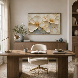 Golden Blossom Relief Wall Art room scene 5 | Oildeco
