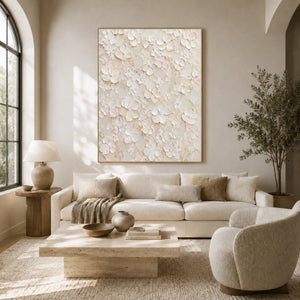 Ivory Garden Relief Wall Art styled in a living room | OILDECO