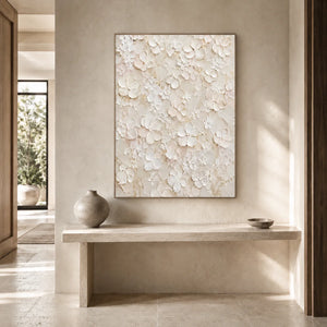 Ivory Garden Relief Wall Art styled in a entryway | OILDECO