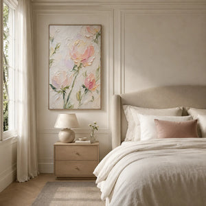Blush Stem Floral Wall Art room scene 2 | Oildeco