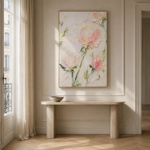 Blush Stem Floral Wall Art room scene 3 | Oildeco