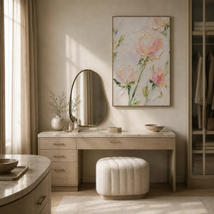 Blush Stem Floral Wall Art room scene 5 | Oildeco