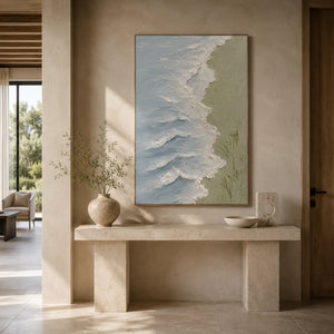 Blue Shore Textured Wall Art room scene 3 | Oildeco