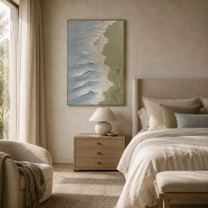 Blue Shore Textured Wall Art room scene 4 | Oildeco