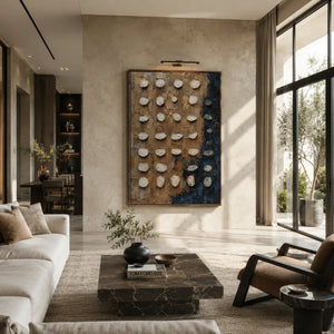 Pebble Grid Textured Wall Art styled in a modern living room | Oildeco