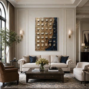 Pebble Grid Textured Wall Art styled in a contemporary entryway | Oildeco