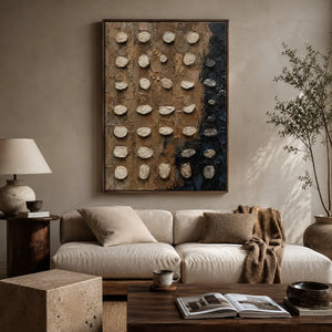 Pebble Grid Textured Wall Art styled in a modern living room | Oildeco