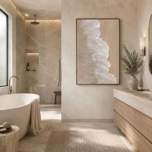 Ivory Cascade Textured Wall Art room scene 6 | Oildeco