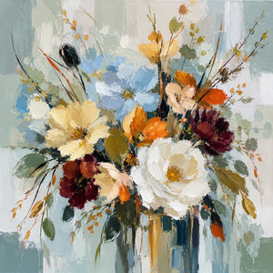 Blue Meadow Bouquet Wall Art | Oildeco