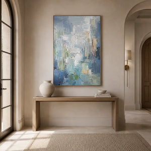 Blue Mist Cityscape Wall Art room scene 1 | Oildeco
