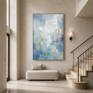 Blue Mist Cityscape Wall Art room scene 5 | Oildeco