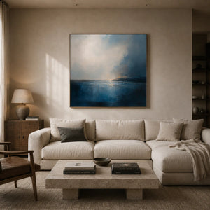 Blue Tide Seascape Wall Art room scene 3 | Oildeco