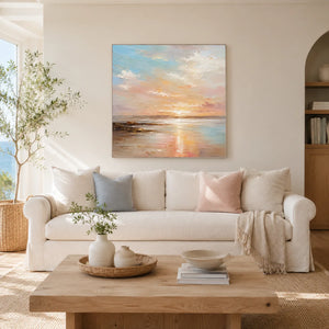 Pastel Tide Seascape Wall Art room scene 1 | Oildeco