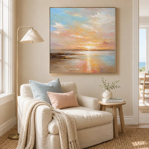 Pastel Tide Seascape Wall Art room scene 4 | Oildeco